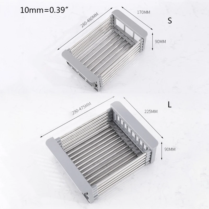 

Stainless Steel Expandable Dish Drying Rack Telescopic Sink Drainer Filter Basket Adjustable Kitchen Drainage Organizer