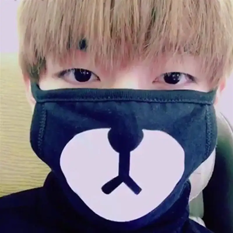 Симпатичная аниме маска для рта унисекс с мультяшным медведем кавайная