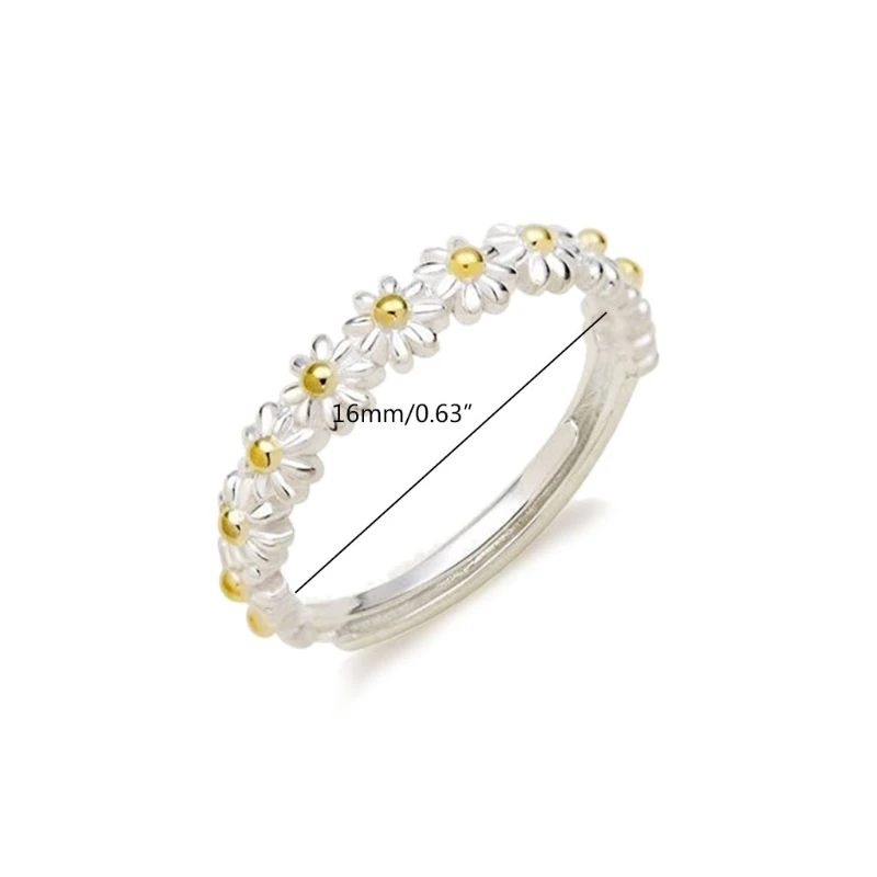 

Sweet Little Daisy Ring For Women Mini Cute Drip Glaze White Flower Rings Adjustable Open Cuff Party Wedding Jewelry