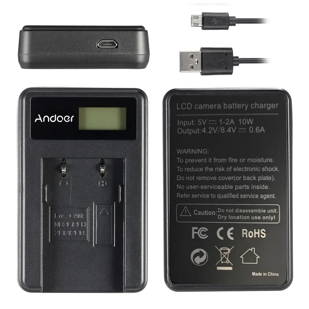 Литий ионная аккумуляторная батарея Andoer 2 шт. 7 В 1200 мА · ч с ЖК дисплеем usb зарядным