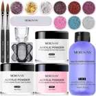 Акриловая пудра с блестками и жидкость в комплекте с кисточкой для ногтей пилки для ногтей для начинающих набор для наращивания акриловых ногтей украшение