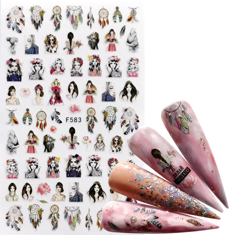 1 шт. микс зеленые листья наклейки для ногтей цветок животное Бабочка 3D клей