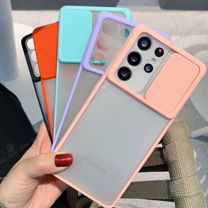 

Case for Sumsung Galaxy A32 A52 S21 ultra Slide Camera Lens Protection Case For Sumsung a32 4g a52 Matte Shockproof Back Cover