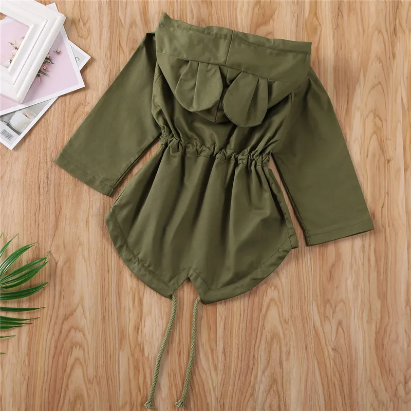 New Toddler Kids Baby Girls 3D Ear Hoodie Tops Coat Hooded Trench Jacket Outwear Clothes |