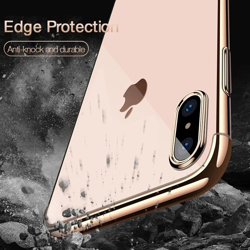 CAFELE Silicone Case for iPhone XS MAX Color Plating Luxury Transparent Backing Soft TPU Phone Full Cover |