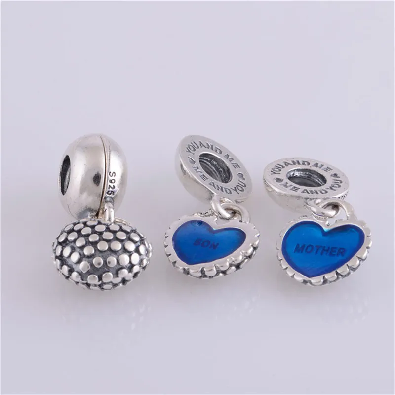 

Mother & Son Heart Pendant Silver Charms for DIY Chain Bracelets & Bangles 925 Sterling Silver Jewelry Findings Mother Day Gifts