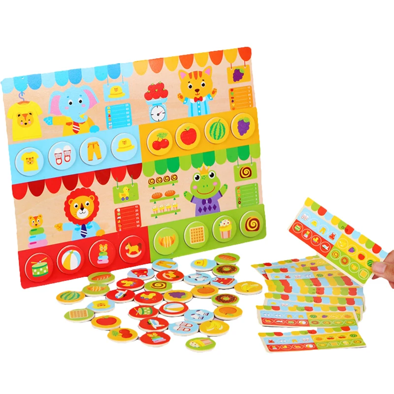 

Детский Магнитный пазл-игрушка фрукты одежда подходящие карты наклейки игры Обучающие деревянные игрушки подарок арифметика игры для поку...