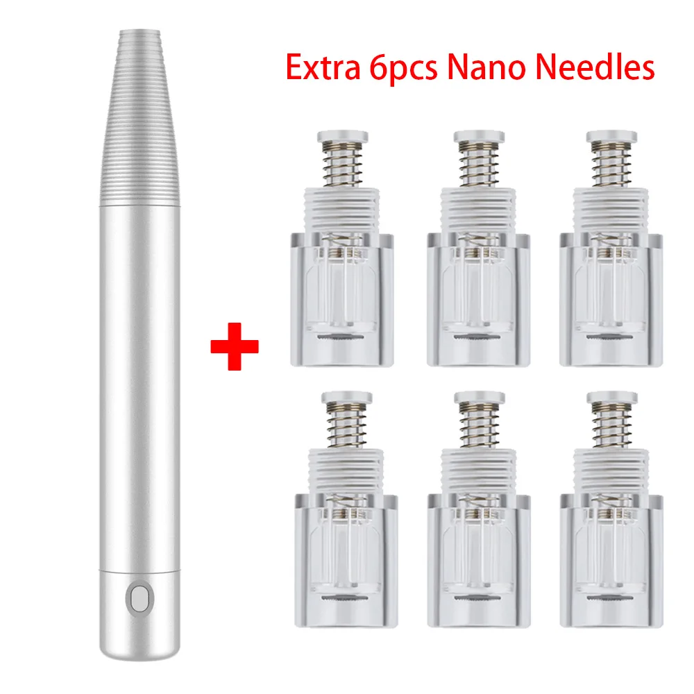 Machine-6pcs Head Dr ручка Дермо ручка машина МТС перезаряжаемая Дерма-ручка Microagulhamento ручка нано микроиглы головка профессиональное оборудование для красоты - Цвет: Machine-6pcs Head
