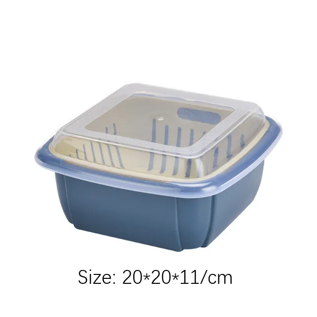 

2 In 1 Storage Basket Drain With-cover Refrigerator Keep seal Fresh Storage Box Multipurpose Vegetable Fruit Store For Kitchen