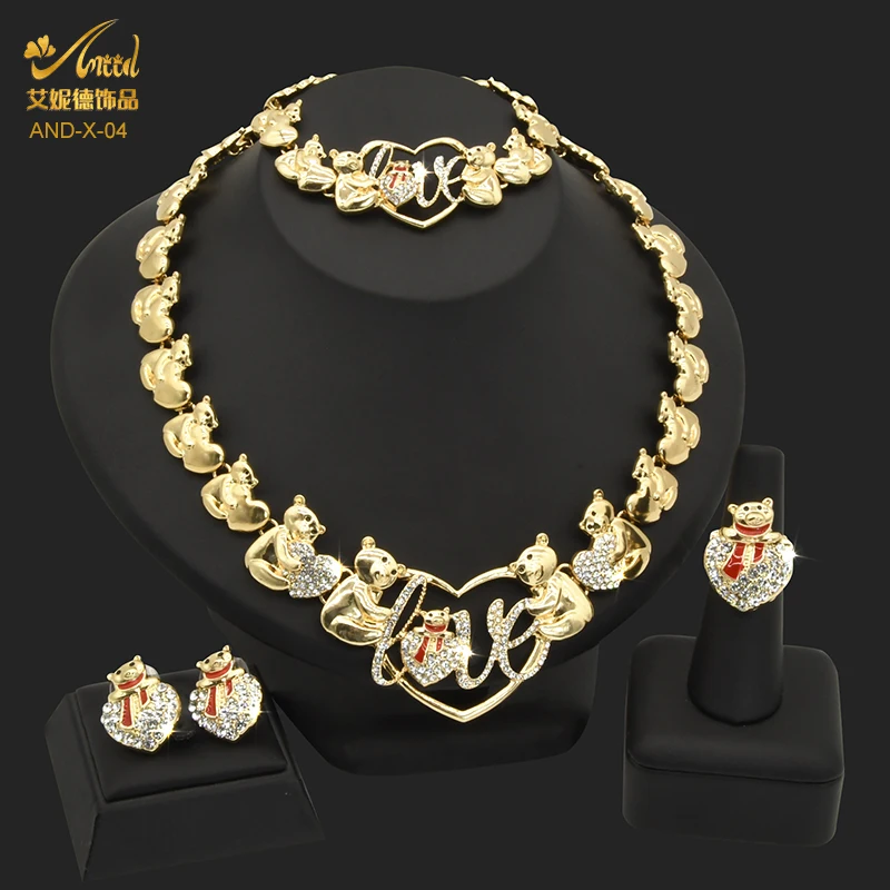 ANIID бусины комплект ювелирных изделий для девочек колье чокер свадебные медведь