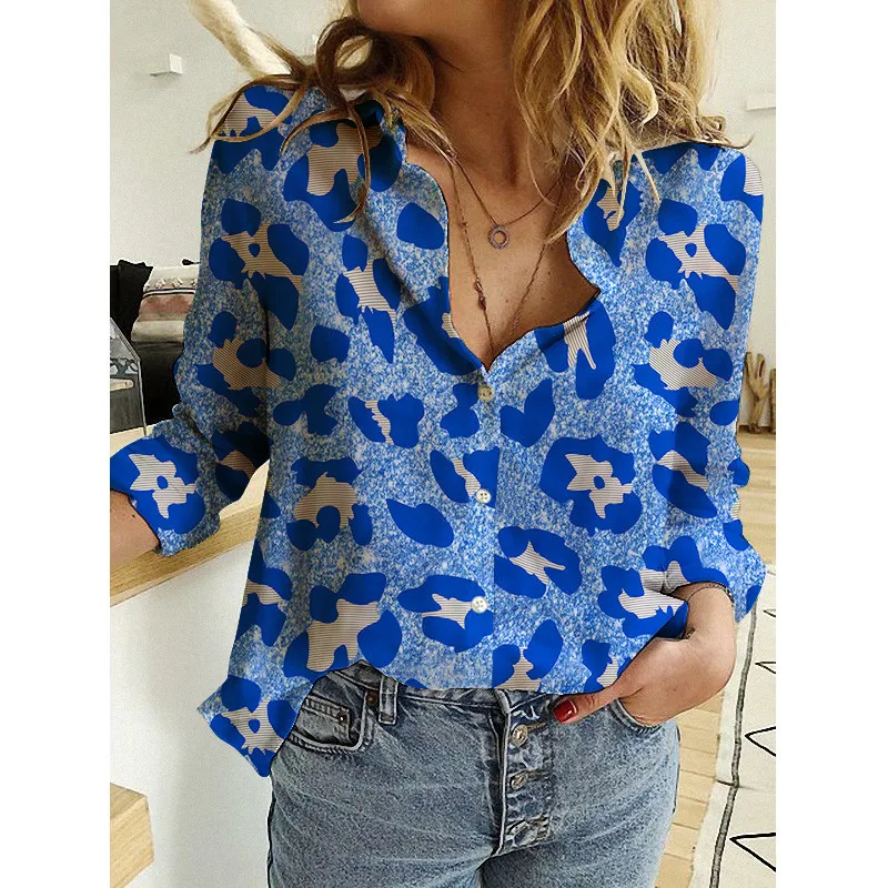 

Collar Fashion Vintage Floral Oversized Autumn Blouses Turn-down Street Shirts Casual Long All-match New Sleeve Women Print Lon