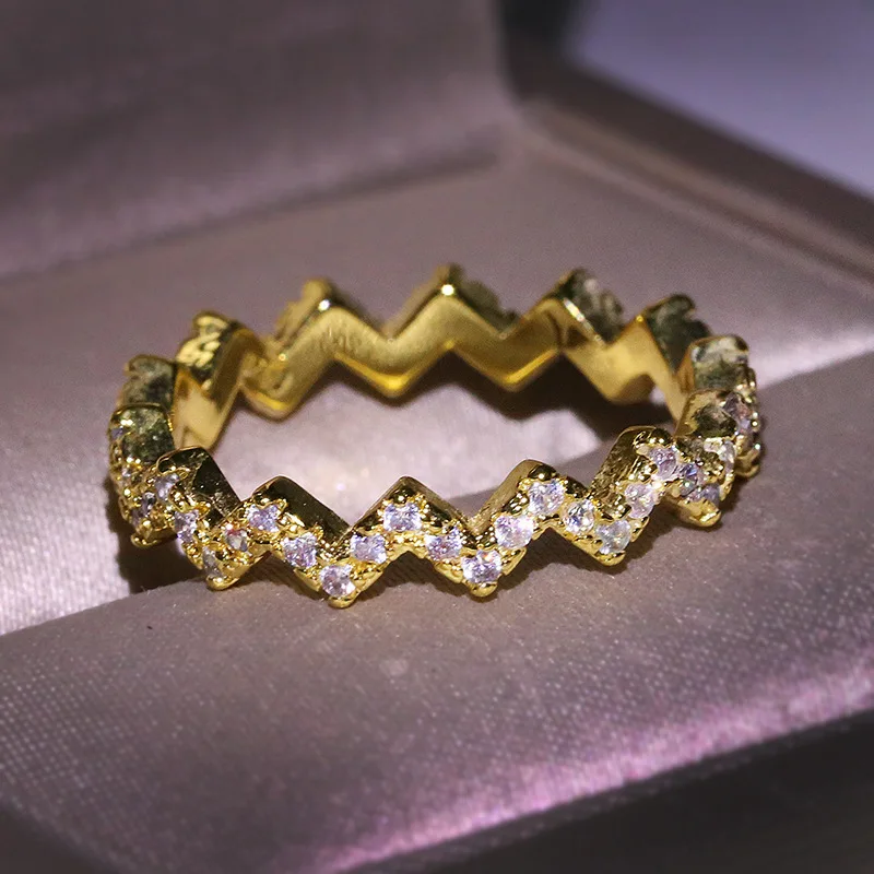 Искрящееся Женское Обручальное кольцо на палец с цирконом класса ААА