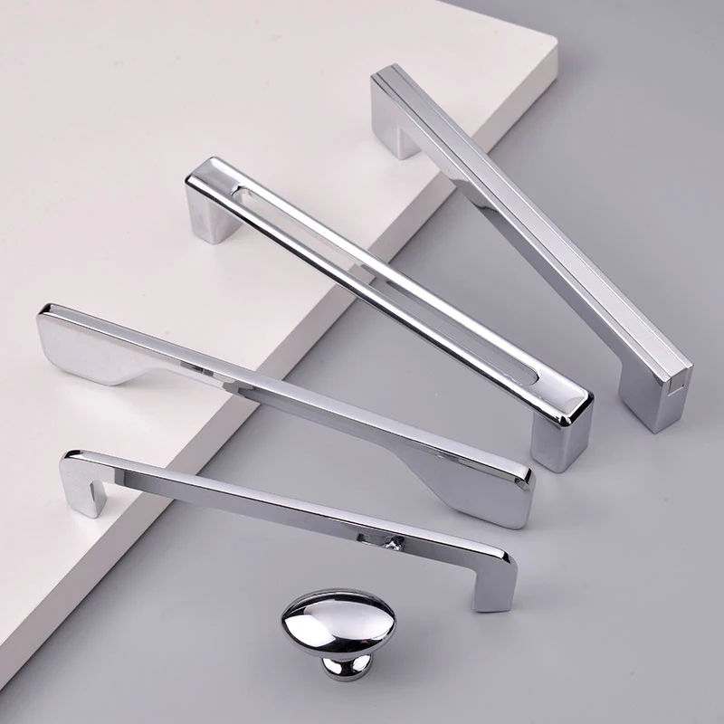 

Chrome Handle Kitchen Cabinet Zinc Alloy Handles Dresser Cupboard Pulls Silver Knobs Wardrobe Door Furniture Hardware Knob