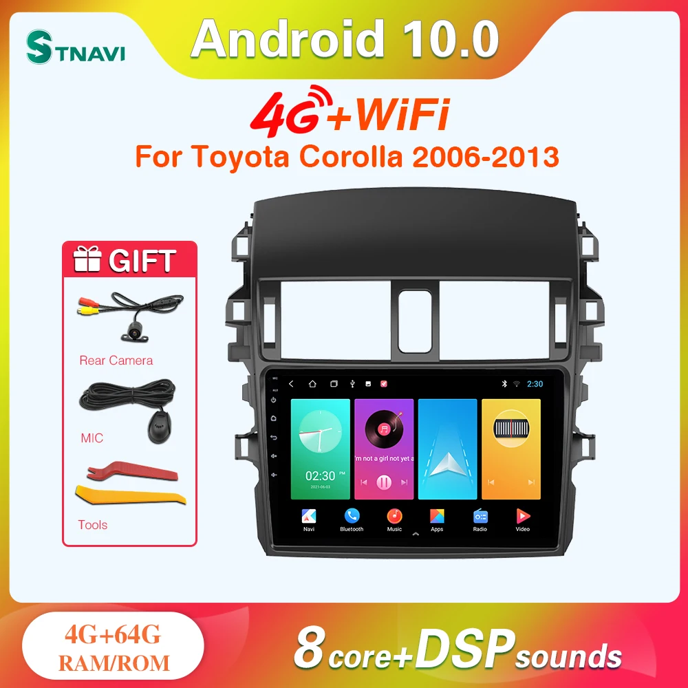 

STNAVI Android 10 Car Radio Multimedia Video Auto Stereo Player For Toyota Corolla E140 E150 2006-2013 GPS Navigation Head Unit