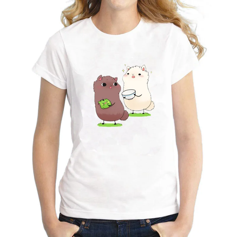 Футболка с принтом ламы и альпаки женская футболка коротким рукавом круглым