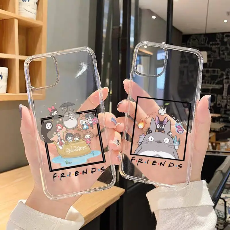 

my neighbor totoro friends Phone Case For iphone 13 12 11 8 7 plus mini x xs xr pro max Transparent soft