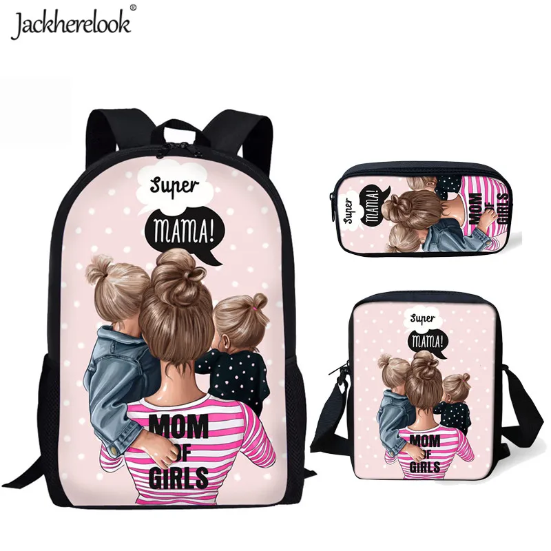 HMA170CEK Jackherelook 3 компл./шт. Школьные сумки супер мама печати ранец для детского сада Bookbag дети рюкзак для подростков мальчиков девочек - Цвет: HMA170CEK