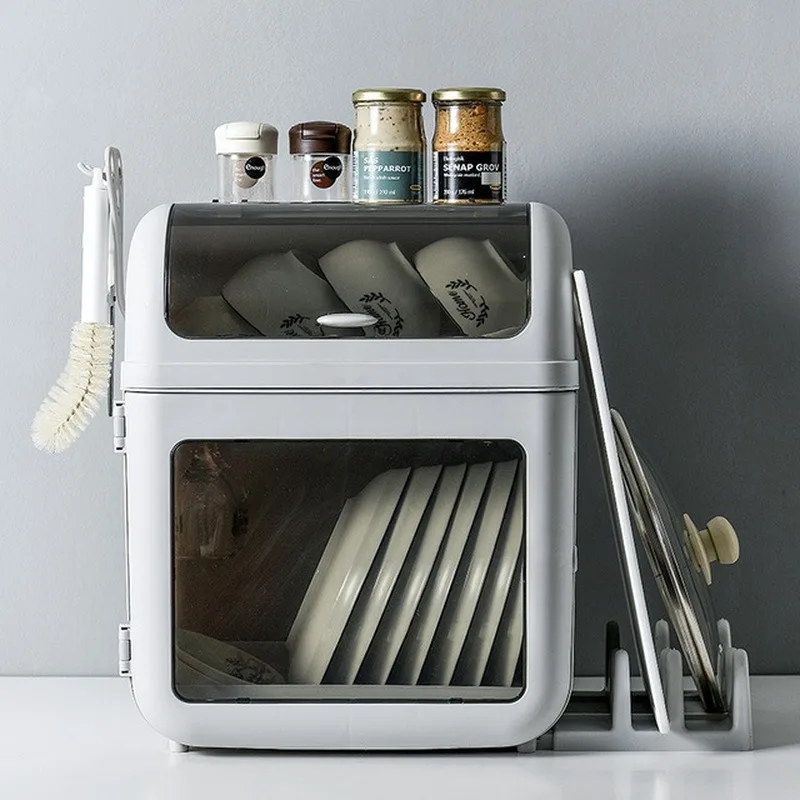 Кухонная стойка для столовых приборов ящик хранения посуды двухслойная полка с