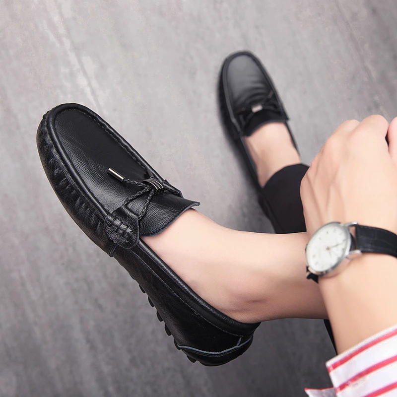 Мужская повседневная обувь лоферы из натуральной кожи офисная для мужчин