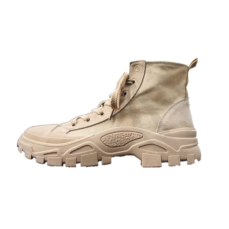 Ботинки мужские с круглым носком повседневные мотоциклетные однотонные ботинки