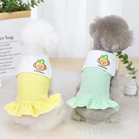 spring summer dog clothes cute puppy dress pets plaid skirt shawl apparel clothes for small dogs chihuahua teddy pet clothing