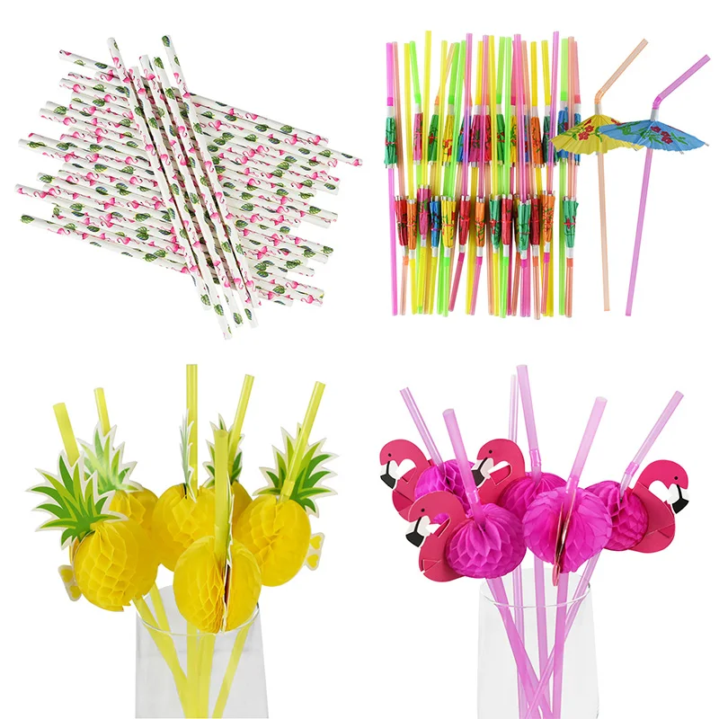 25 шт. Гавайский тропический зонтик Фламинго ананас одноразовые Коктейльные