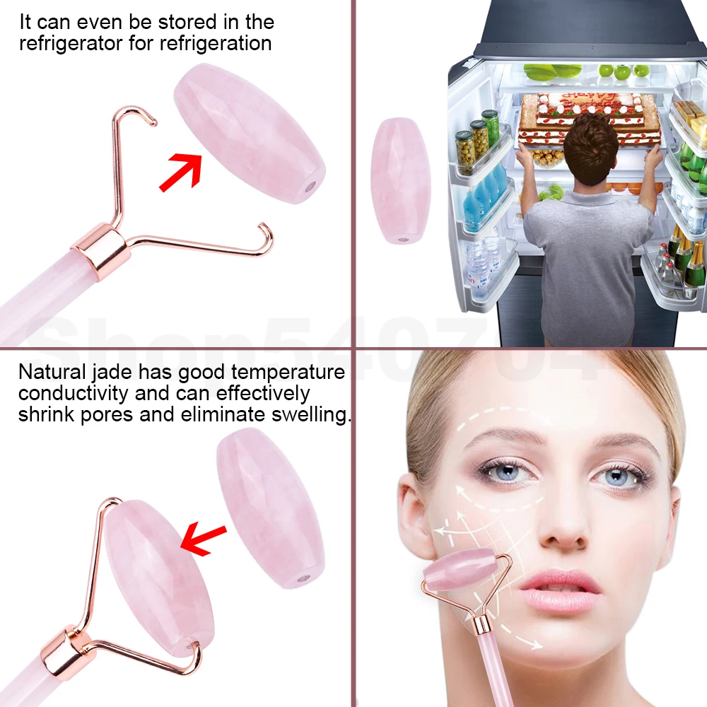 

Green Pink Jade Roller Massager For Face Natural Stone Slimming Lift Massage Facial Tools For Chin Neck Beauty Skin Care Tools