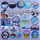 Нашивки Prajna Adventure Mountain Explorer, уличные вышитые нашивки для одежды, термоклейкие нашивки для одежды, полосатые нашивки Ван Гога