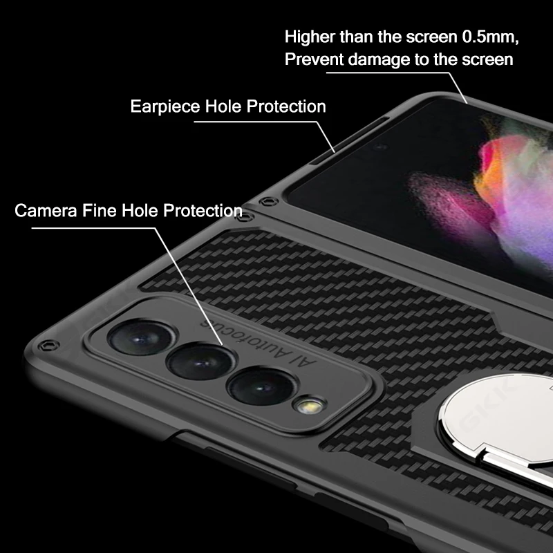 gkk original armor case for samsung galaxy z fold 3 5g case ring stand shockproof protection cover for samsung z fold 3 fundas free global shipping