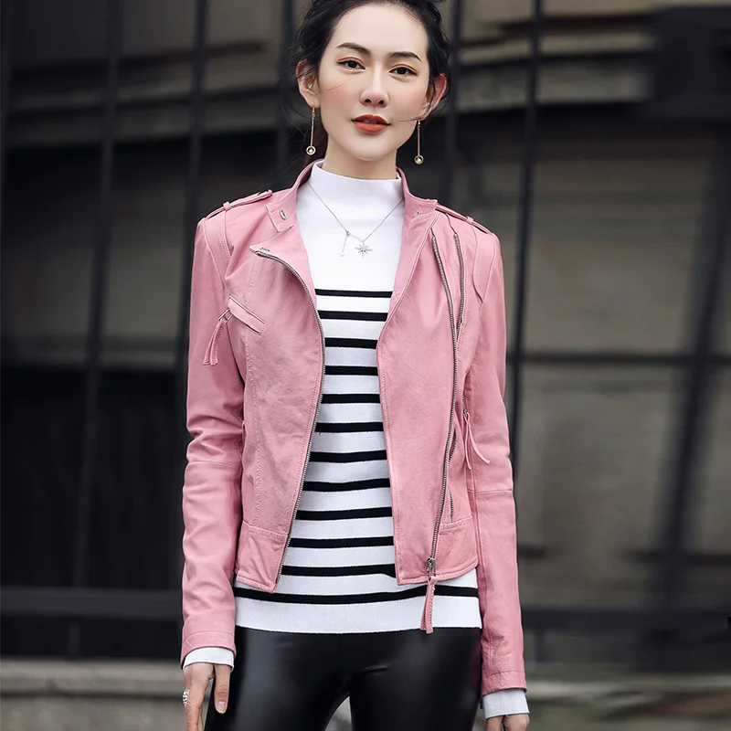 Осень 100% Весна натуральная овчина пальто женское элегантное размера плюс куртка