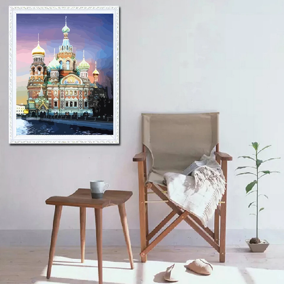 AZQSD Раскрашивание по номерам сделай сам Декор для дома акриловая краска масляная