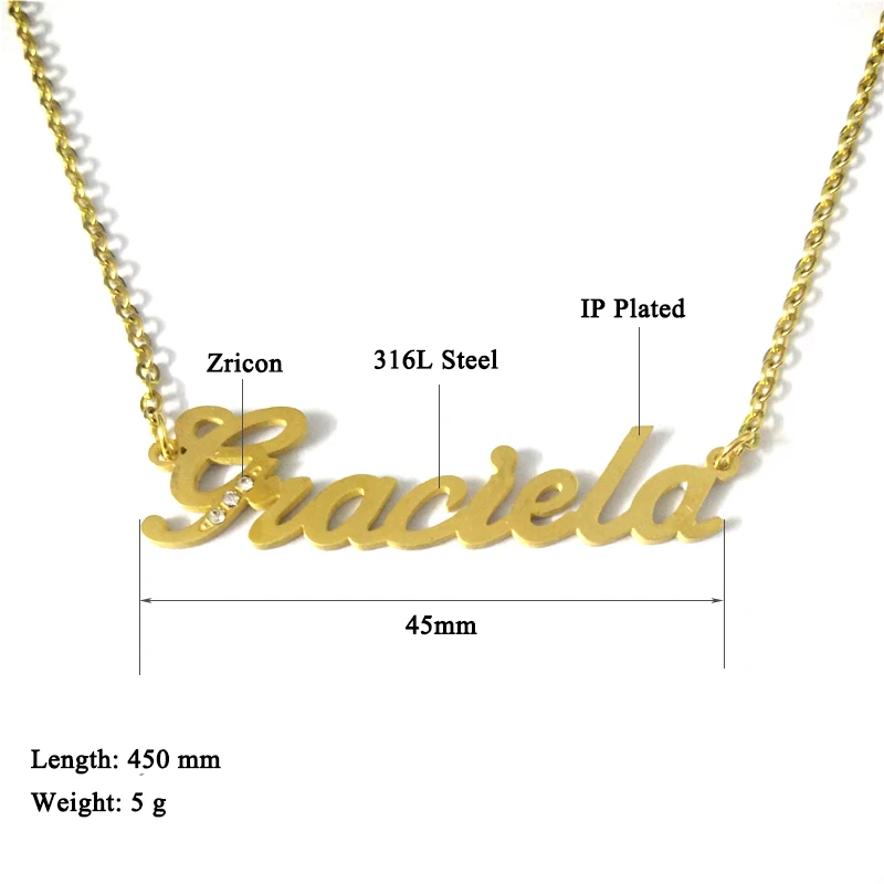 

XLNT Graciela Name Necklace Custome Name Necklace Stainless Steel Peraonalized Gold Handmade For Women Men Best Birthday Gift