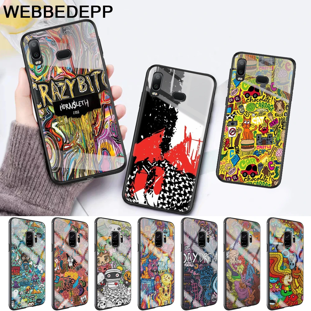 Модный стеклянный чехол с граффити для Samsung S7 Edge S8 S9 S10 Plus A10 A20 A30 A40 A50 A60 A70 Note 8 9