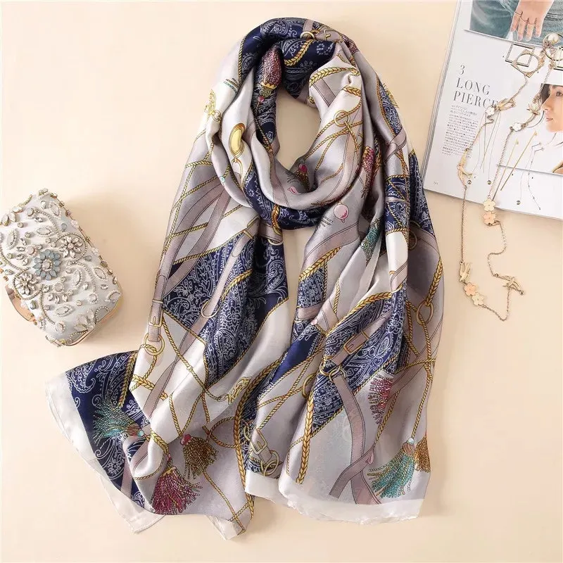 

Classic women silk scarf female scarves fashion ladies beach wrap chiffon shawl lemon Printed sunscreen bandanna foulard muffler