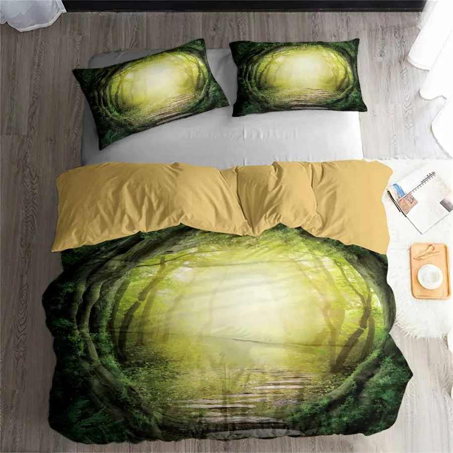 

HELENGILI 3D Bedding Set Forest dreamland Print Duvet cover set lifelike bedclothes with pillowcase bed set home Textiles #2-03
