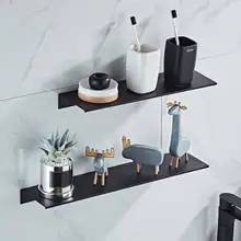 30/40/50/60cm Nordic Style Alumium Wall Mounted Bathroom Storage Organizer Shelf Hanging Rack Holder Room Decoration White Black