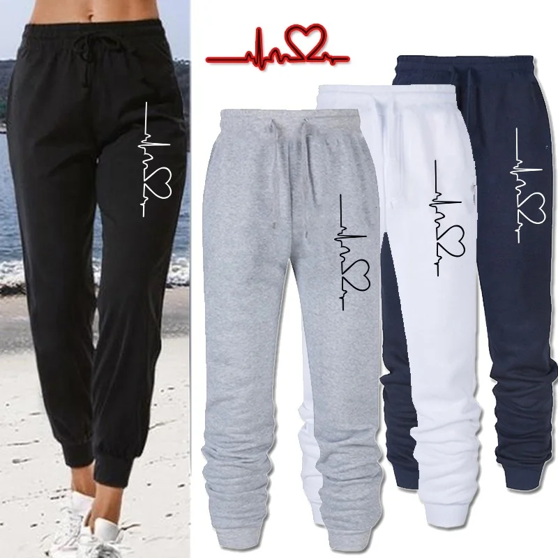 

Женские свободные длинные брюки, верхняя одежда на осень и зиму, брюки с принтом ЭКГ, 2020