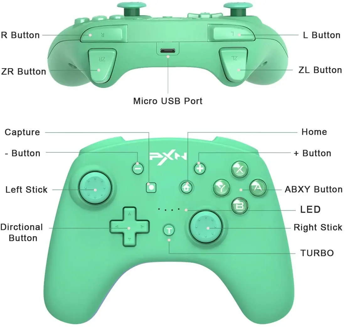 Контроллер Nintendo Switch PXN игровой геймпад Bluetooth совместим с Lite/PC USB-кабелем для