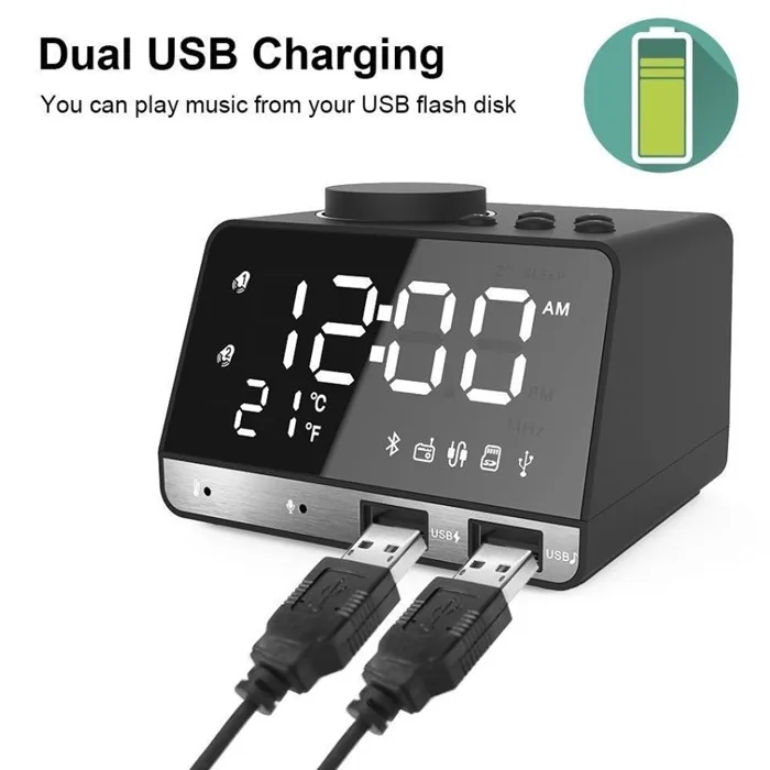 Светодиодные зеркальные портативные цифровые настольные мини-часы K11 будильник