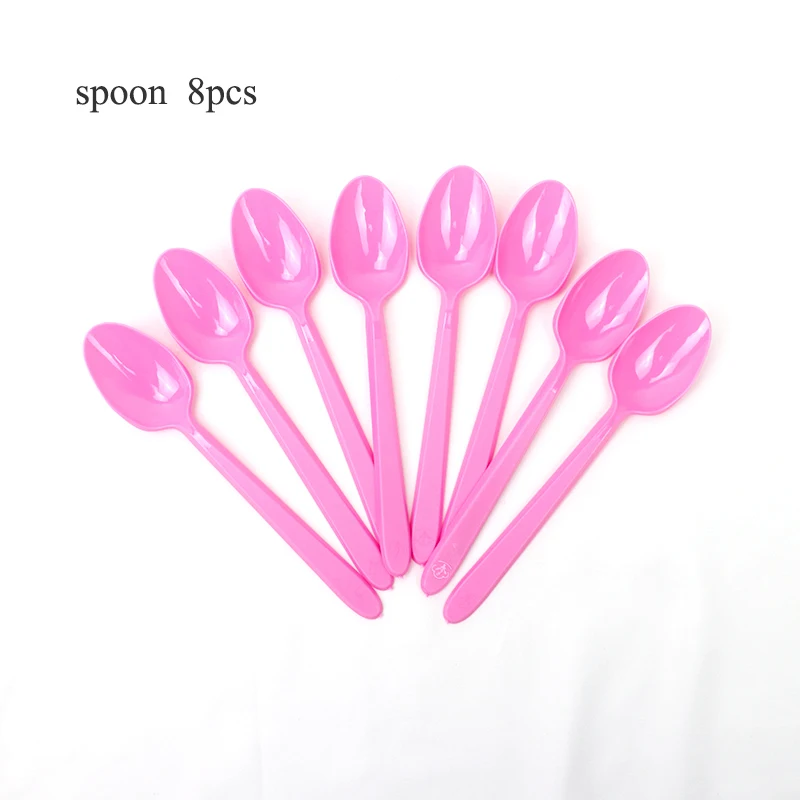 spoon 8pcs Кактус лама вечерние скатерти одноразовая посуда Альпака бумажные тарелки и стаканы дети день рождения, детский душ вечерние украшения - Цвет: spoon 8pcs