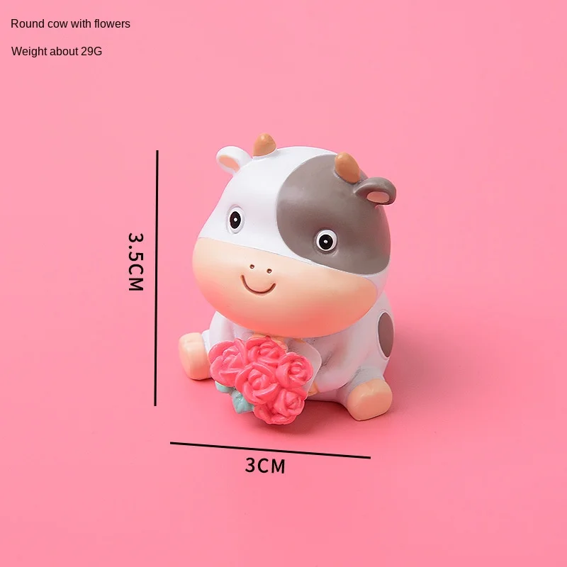 

Cute Cartoon Resin Crafts Cute Cattle Ornaments Year of The Ox Mascot Creative Mini Gifts Car Accessories Home Decoration