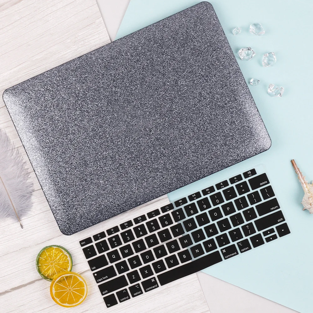 Блестящий чехол для ноутбука Apple MacBook Air Pro retina 11 12 13 15 дюймов для Mac Pro 13,3 Touch bar A2159 жесткий корпус+ крышка клавиатуры - Цвет: Black