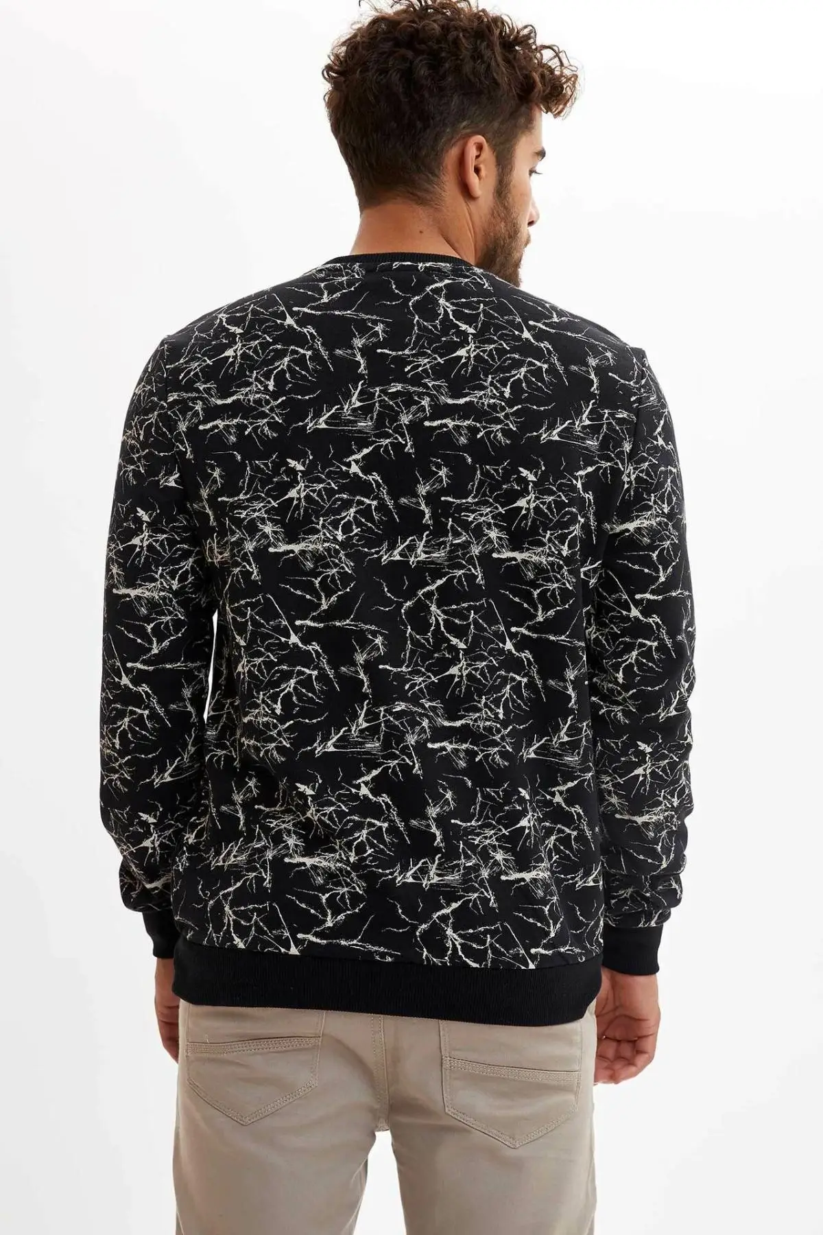 Дефакто мода Crewneck Вода рябь Письмо шаблон пуловеры Джокер повседневная