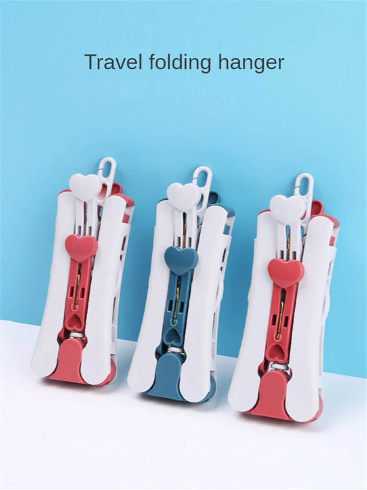 

3Packs Travel Hangers with 2 Clips Portable Folding Travel Hangers Lightweight Plastic Sturdy Clothes Hangers Drying Rack