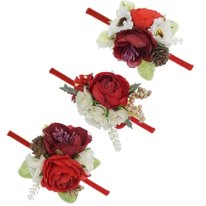 Рождественская повязка на голову 12 шт.лот, реквизит для фотографирования маленьких девочек, головной убор для вечеринки, подарок для детей, аксессуары для волос, корона для маленьких девочек с цветами, повязка для волос