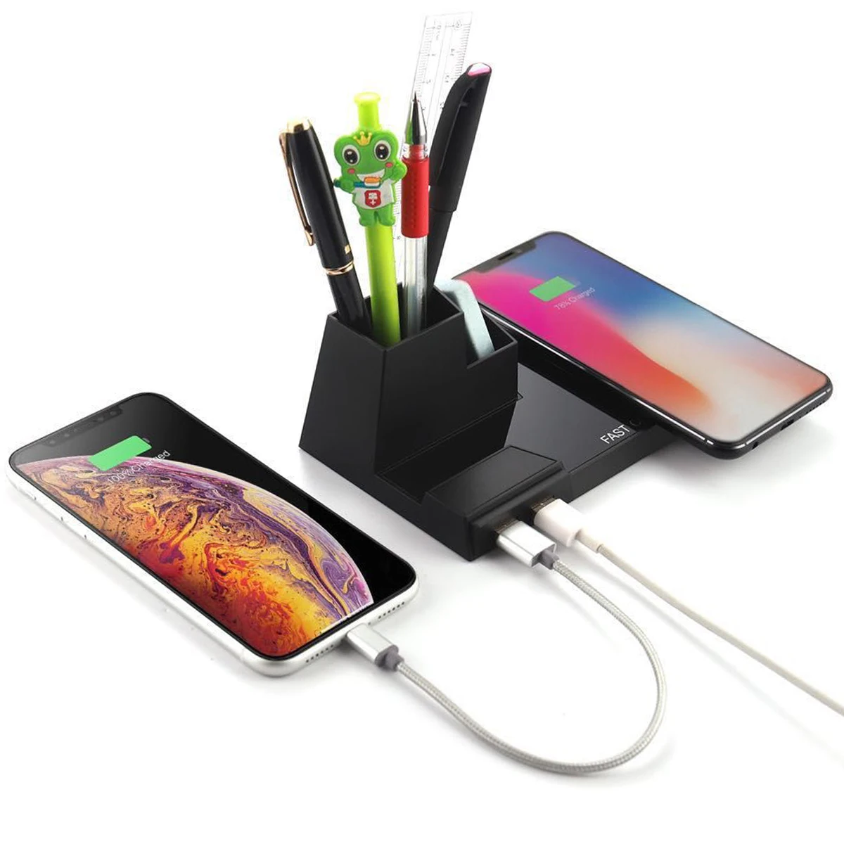 

Беспроводное зарядное устройство Qi с двумя USB-портами, 10 Вт