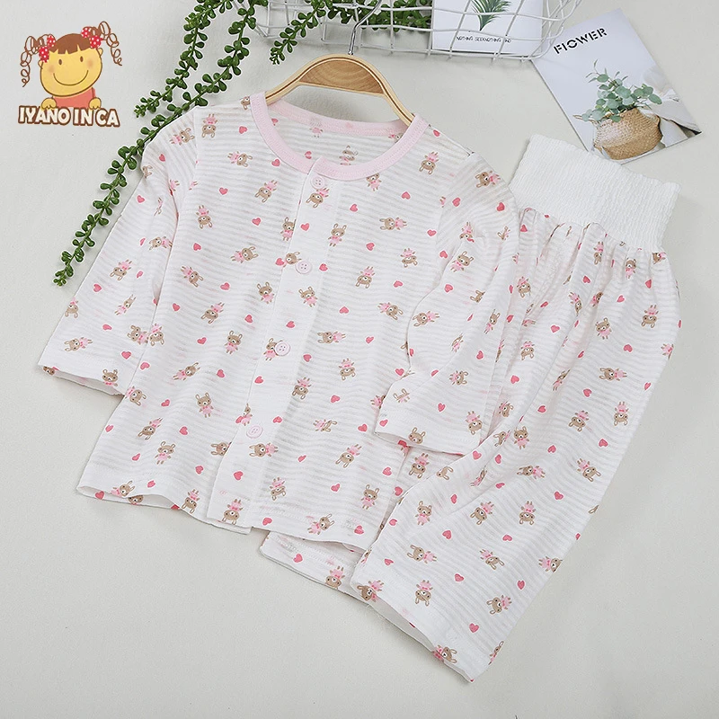 Летний детский костюм 2 шт./компл. Воздухопроницаемый с завышенной талией для