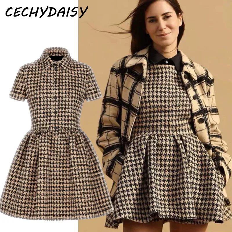 Женское подиумное платье осень 2020 шерстяное винтажное модное шикарное офисное с