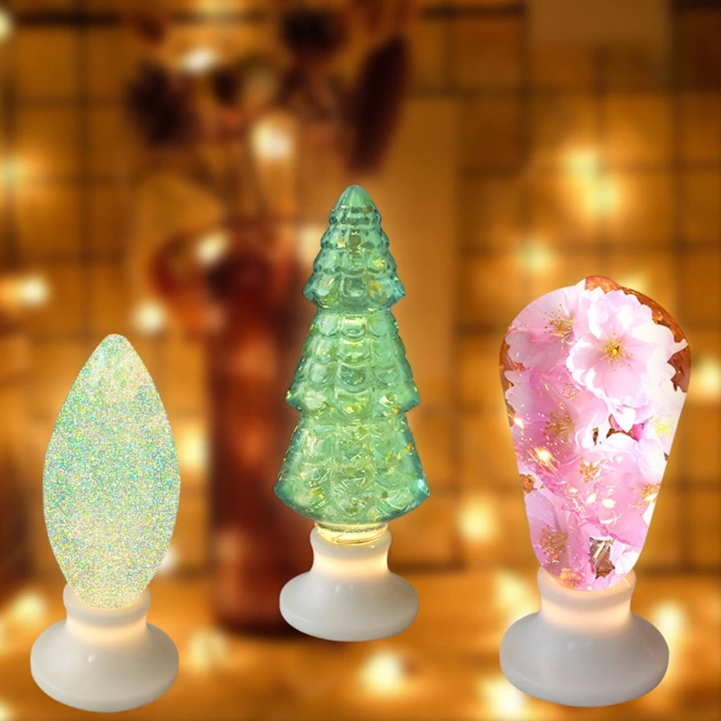 

T84A Light Bulb Ornaments Epoxy Resin Mold LED Bulb Silicone Mould DIY Crafts Decorations Casting Tool