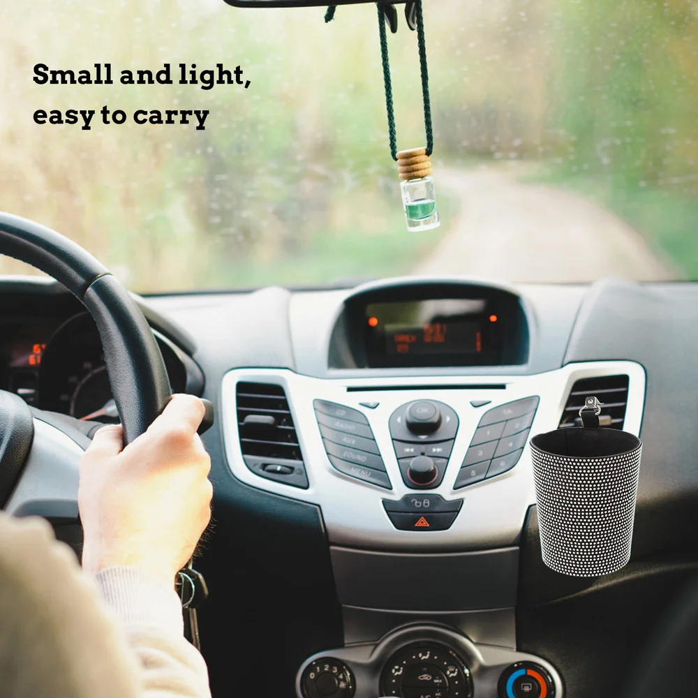 

1pc Car Trash Cup Auto Rubbish Storage Holder Shiny Rhinestone Garbage Box